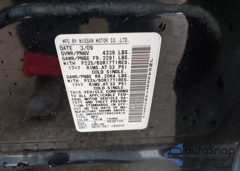 2009 Nissan Rogue Sl z USA, uszkodzony, nr VIN JN8AS58T79W329416